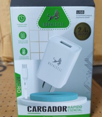 cargador royalcell v8 2.4 am cable separado micro usb