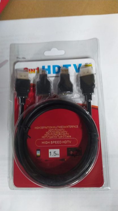 cable hdmi a hdmi + adap mini hdmi + adap micro hdmi