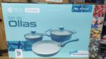 Bateria Set Cocina Acero Cerámica Ollas Cacerola 3 Piezas