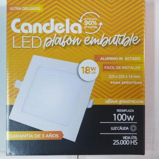 Plafon led embutir cuadrado 18w calido candela (6828)