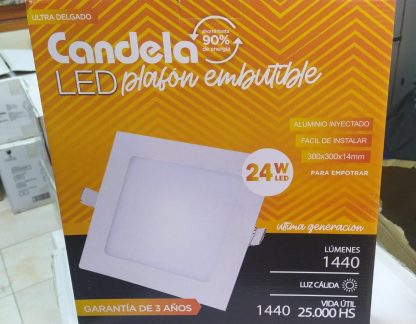 Plafon led embutir cuadrado 24w calido candela (7257)