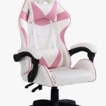 SILLA GAMER BLANCA Y ROSA DINAX