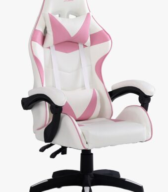 SILLA GAMER BLANCA Y ROSA DINAX