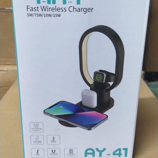lampara de mesa con cargador inalambrico de celular ay-41