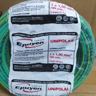 cable conductor unipolar cobre color verde/amarillo 1 mm rollo por 100m epuyen