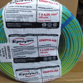 cable conductor unipolar cobre color verde/amarillo 4 mm rollo por 100m epuyen