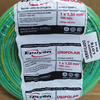 cable conductor unipolar cobre color verde/amarillo 1 mm rollo por 100m epuyen