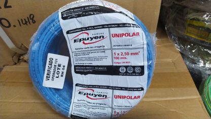 cable conductor unipolar cobre color celeste 2,5 mm rollo por 100m epuyen certificado