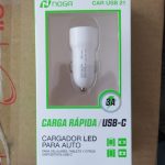 cargador rapida auto con ficha tipo c car-usb-21 noga net