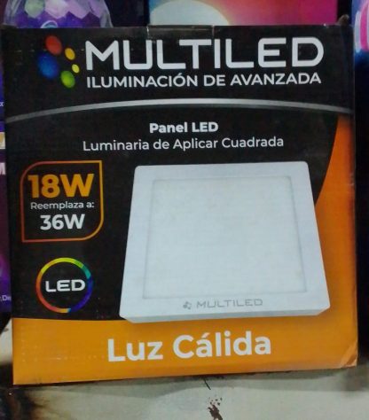 panel aplicar 18w calido cuadrado multiled