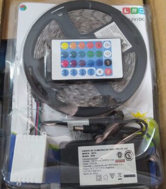 kit tira de led 5050 con cargador y controladora rgb