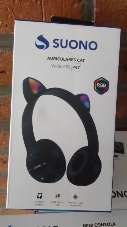 auricular gatito p47 bluethoot negro suono