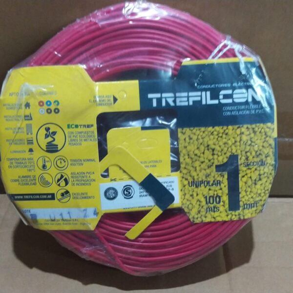 cable unipolar treficon rollo por 100 m rojo 1mm
