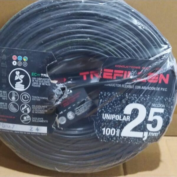 cable unipolar treficon rollo por 100 m negro 2.5mm