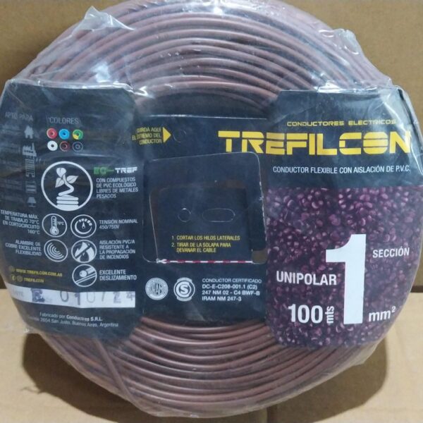 cable unipolar treficon rollo por 100 m marron 1mm