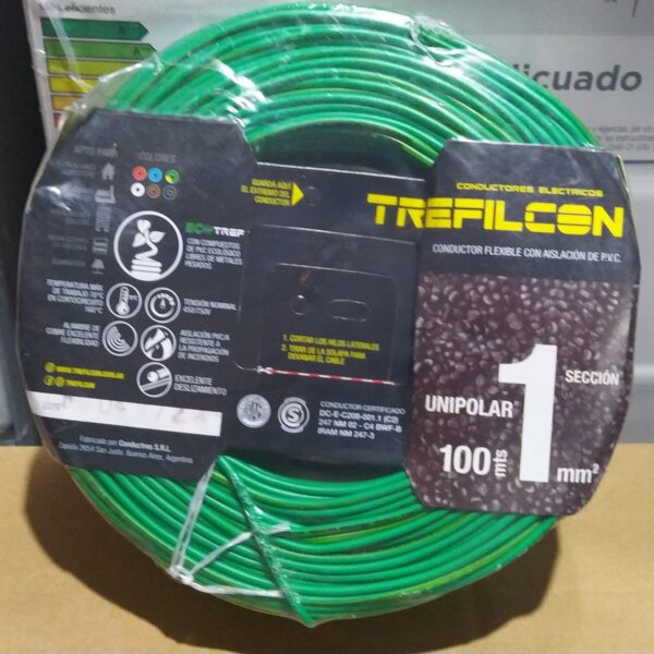 cable unipolar treficon rollo por 100 m verde 1mm