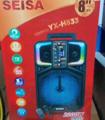 parlante con control y microfono 8" luces yx-h833 seisa