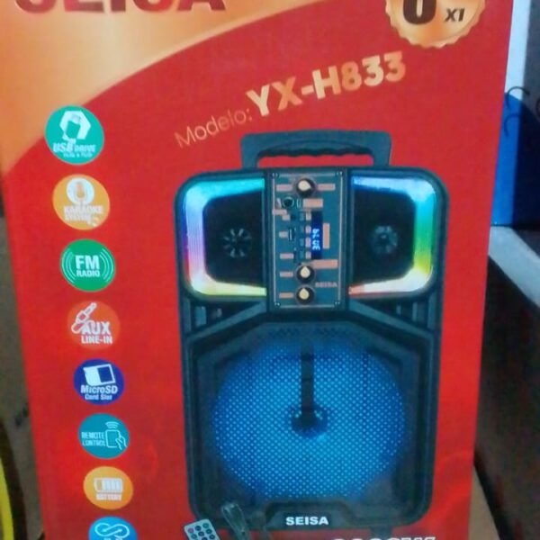 parlante con control y microfono 8" luces yx-h833 seisa