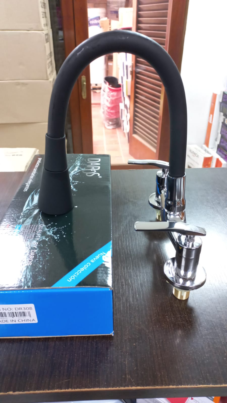 griferia de cocina flexible doble comando de pared dr308