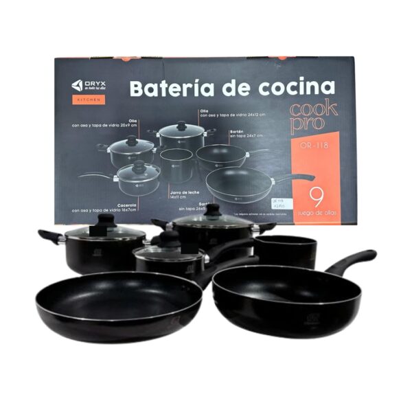 bateria de cocina or118 9 piezas ollas