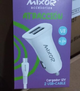 cargador v8 micro usb auto 12v mixor atraccion 4,2a