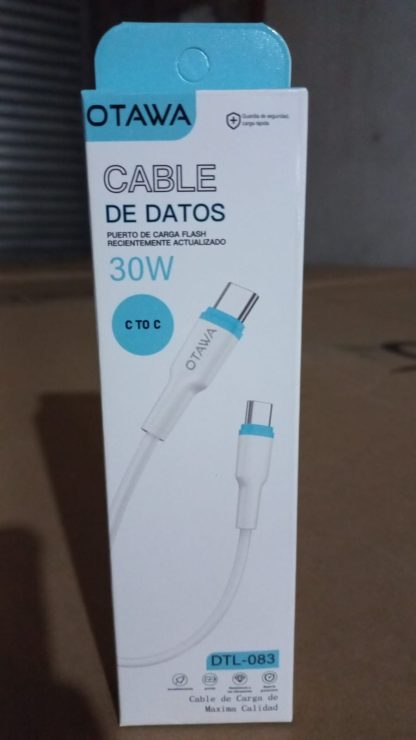 cable de datos y carga otawa tipo c a tipo c 1 m 30 w