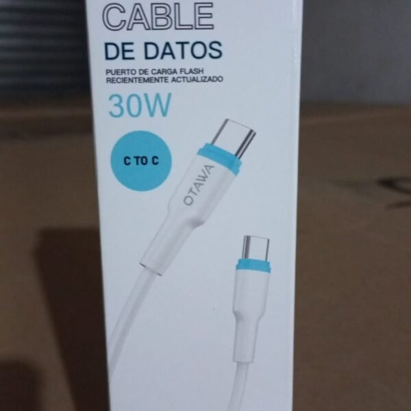cable de datos y carga otawa tipo c a tipo c 1 m 30 w