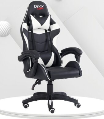 silla gamer dinax negra con detalles blancos