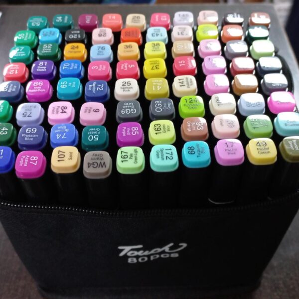 bolso con 80 marcadores doble punta