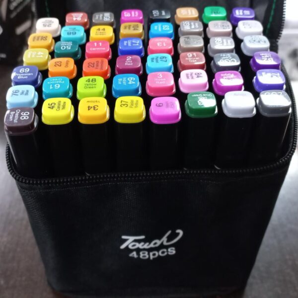 48 marcadores doble punta en bolso