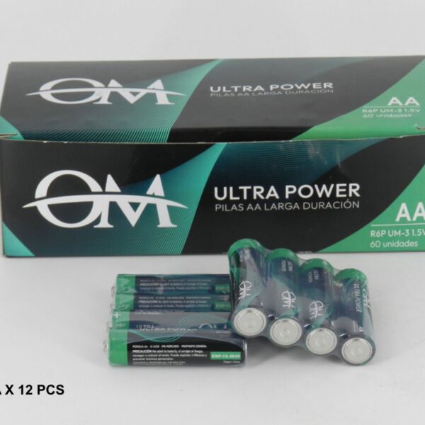 pilas om aa carbon cajita por 60 unidades