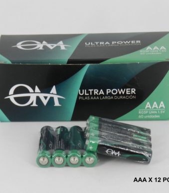 pilas om aaa carbon cajita por 60 unidades