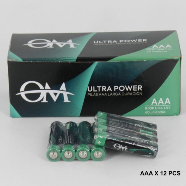 pilas om aaa carbon cajita por 60 unidades