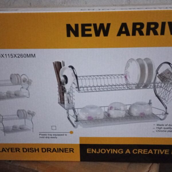 Escurridor Cromado Doble Con Bandeja Y Porta Utensilios secaplatos