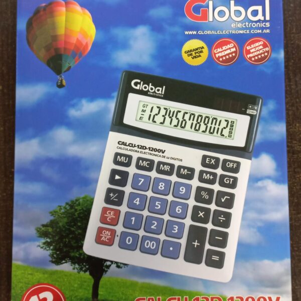 calculadora global metalica 12 digitos grande