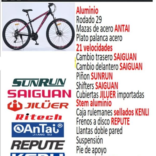 bicicleta rydetech 400 aluminio 21 velocidades