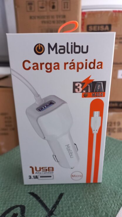 cargador de auto malibu 3.1 a micro usb mas puerto usb
