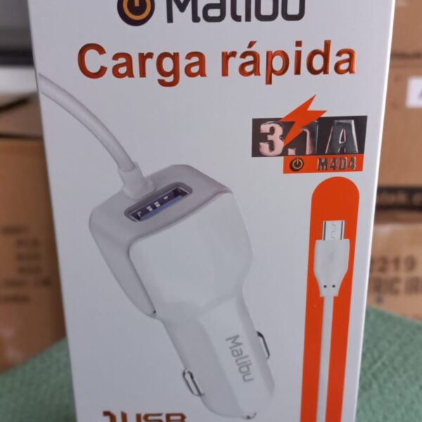 cargador de auto malibu 3.1 a micro usb mas puerto usb