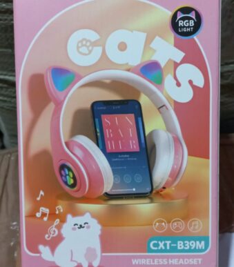 auricular bluethoot oreja de gatitos y luces grande cxt-b39m