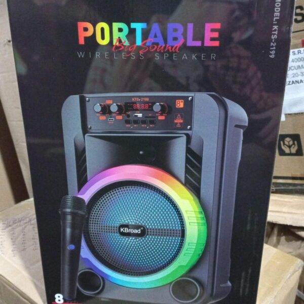 parlante 8" kts-2199 con luces, microfono y control