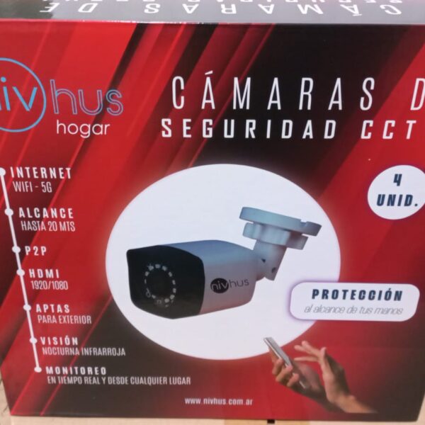 kit ahd 4 camaras + dvr+ soportes + fuente + cables CON DISCO 1 TB