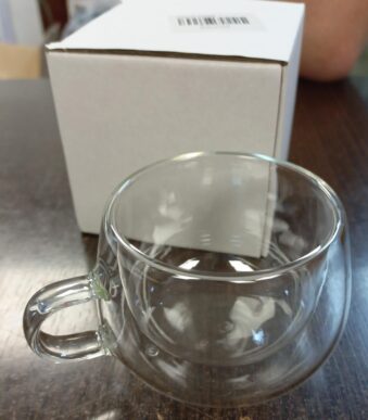 tasa doble pared vidrio 150 ml