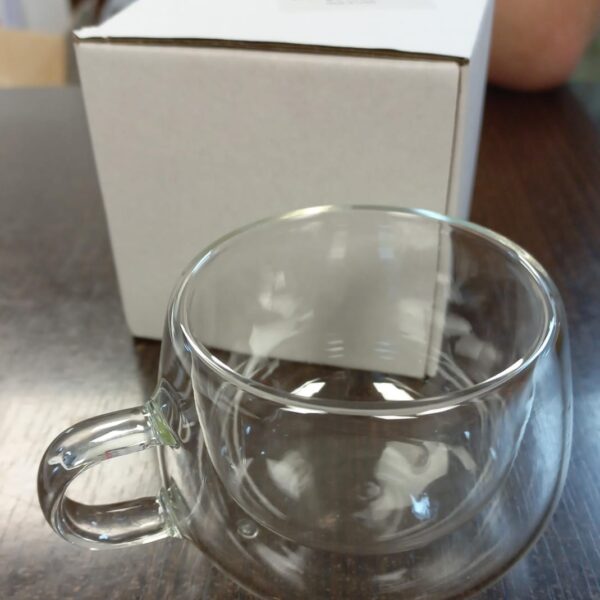 tasa doble pared vidrio 150 ml