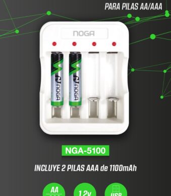 CARGADOR DE PILA USB + 2 PILAS AA NGA-5200