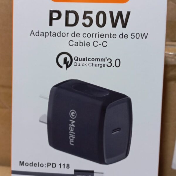 CARGADOR TIPO C A TIPO C 50 W PD118-C MALIBU