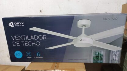 ventilador de techo 52" con luz y control remoto oryx color negro