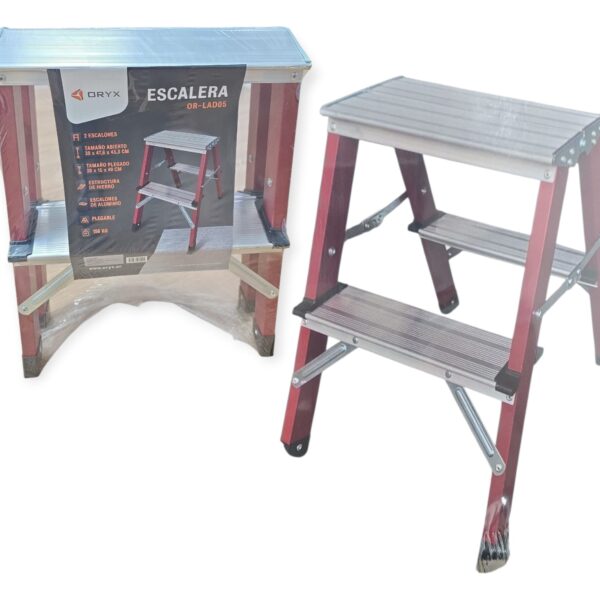 escalera banquito 2 peldaños aluminio oryx td-lad05