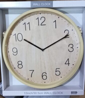 reloj de pared 12" simil madera modelo edu-1129