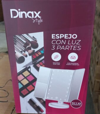 ESPEJO TRIPLE CON LUZ LED DINAX DXESPLU3P sin caja