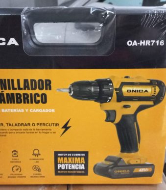 TALADRO ATORNILLADOR INALAMBRICO ONICA CON 2 BATERIAS